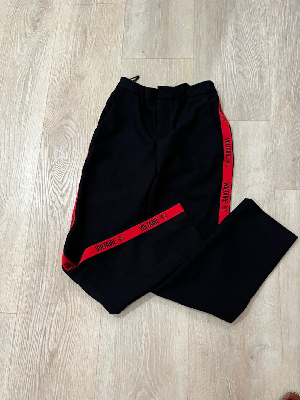 Zadig & Voltaire Black Track Pants with Red Logo Side Tape - Picture 6 of 16